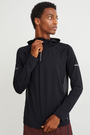 C&A Active Met Capuchon Topjes Heren Zwart | 0521YTVRE