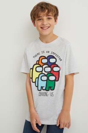 C&A Among Us Sleeve T-shirts Jongens Lichtgrijs | 2139PZQVH