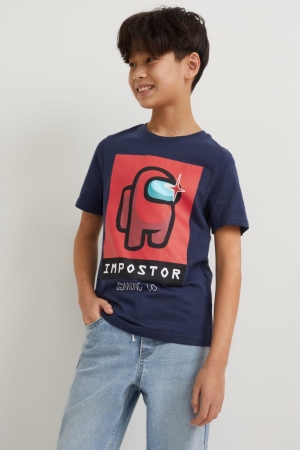 C&A Among Us Sleeve With In-conversion Katoenen T-shirts Jongens Donkerblauw | 7920CARJP
