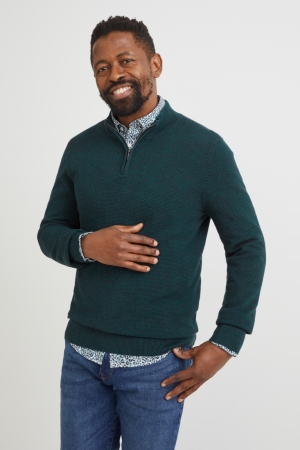 C&A And Regular Fit Button-down Collar Jumpers Heren Groen | 2187KPARQ