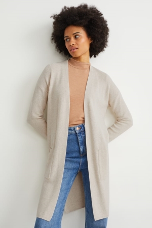 C&A Basic Cardigan Dames Creme | 5724ESLCJ