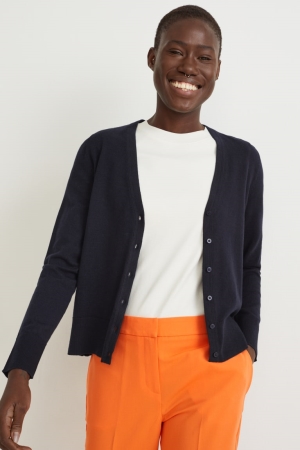 C&A Basic Cardigan Dames Donkerblauw | 1049TPVBM