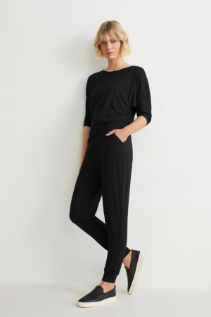 C&A Basic Joggers With Lenzing™ Ecovero™ Broek Dames Zwart | 9024YCODN