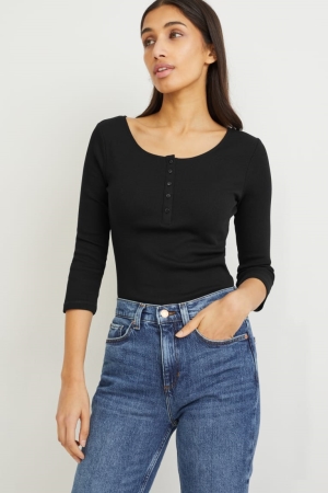 C&A Basic Long Sleeve Topjes Dames Zwart | 1925FNKHZ