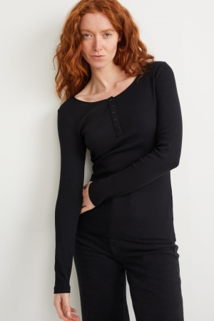 C&A Basic Long Sleeve Topjes Dames Zwart | 2681PJZDS