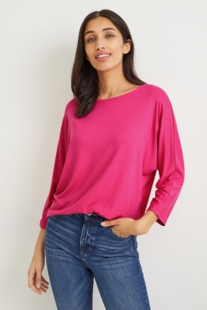 C&A Basic Long Sleeve With Lenzing™ Ecovero™ Topjes Dames Roze | 4368FPHJU