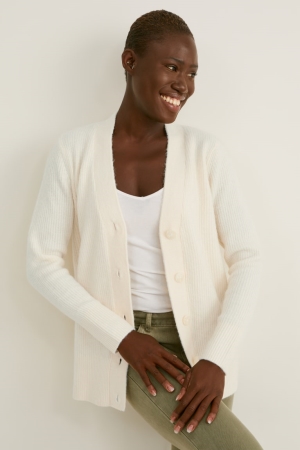 C&A Basic Recycled Cardigan Dames Wit | 5780JGOWX