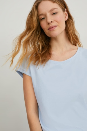 C&A Basic T-shirts Dames Lichtblauw | 1095LJSAU