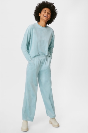 C&A Basic Velvet Recycled Broek Dames Mintgroen Groen | 6570ZHVWA