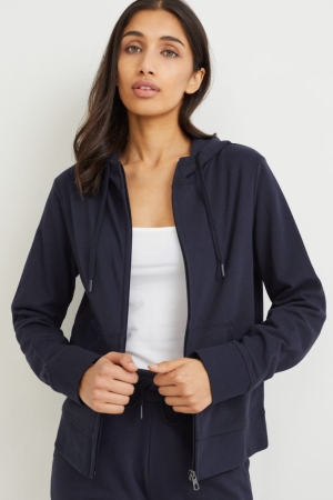 C&A Basic Zip-through With Hood Organic Katoenen Sweatshirts Dames Donkerblauw | 7829EDMNW