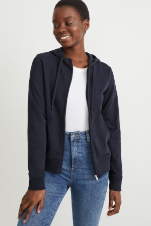 C&A Basic Zip-through With Hood With Organic Katoenen Sweatshirts Dames Donkerblauw | 6814RBGSK