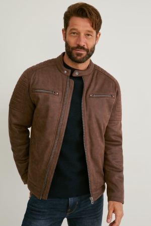 C&A Biker Faux Leren Jassen Heren Bruin | 4038HSKDM