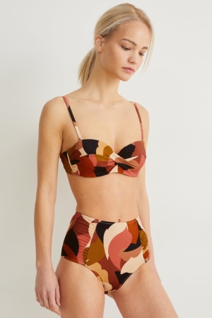 C&A Bikini Bottoms High-rise Lycra® Xtra Life™ Patterned Zwemkleding Dames Beige | 4683NQGTD