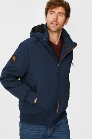 C&A Bomber With Hood Recycled Jassen Heren Donkerblauw | 0128HCRQX