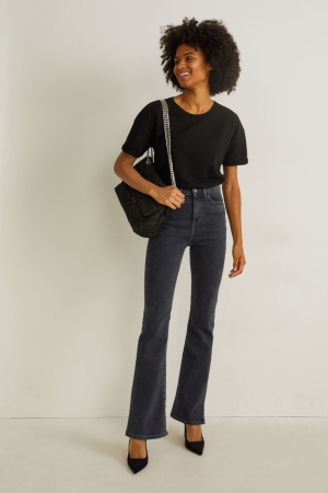 C&A Bootcut High Taille Lycra® Jeans Dames Blauw Donkergrijs | 2380WPQBG