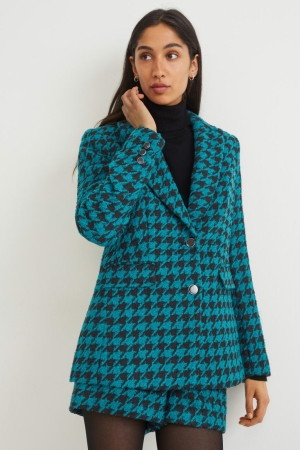 C&A Bouclé Regular Fit Patterned Jassen Dames Donkerturquoise | 5780XZMLO