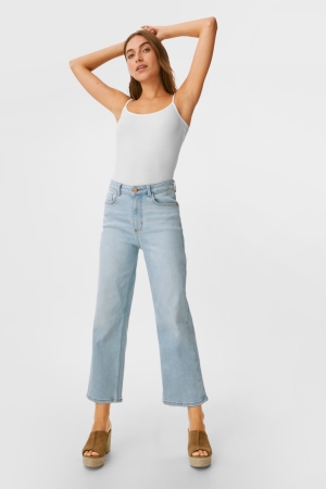 C&A Brede Leg Jeans Dames Blauw Lichtblauw | 7180KNPWJ