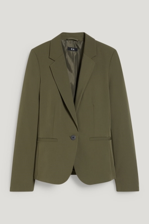 C&A Business Fitted Blazer Dames Donkergroen | 0851BPLTA