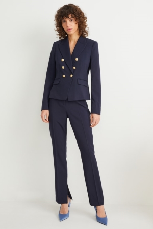 C&A Business High Taille Slim Fit Recycled Broek Dames Donkerblauw | 2651DZOUX