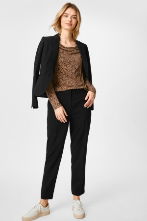 C&A Business Klassieke Slim Fit Recycled Broek Dames Zwart | 8615GYNQC