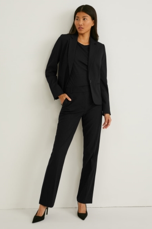 C&A Business Mid-rise Taille Rechtdoor Fit Broek Dames Zwart | 3261MADJE