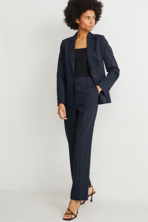 C&A Business Mid-rise Taille Rechtdoor Fit Recycled Broek Dames Donkerblauw | 7538SNXTU