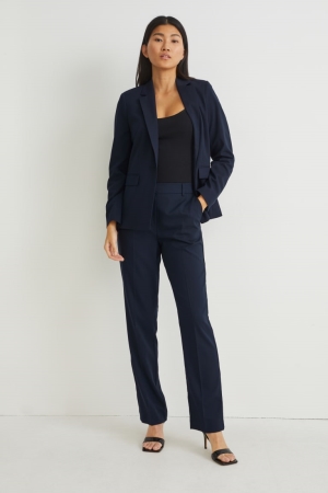 C&A Business Mid-rise Taille Regular Fit Recycled Broek Dames Donkerblauw | 5983OTLXZ