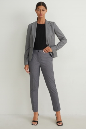 C&A Business Mid-rise Taille Slim Fit Broek Dames Grijs | 9086RSLMZ