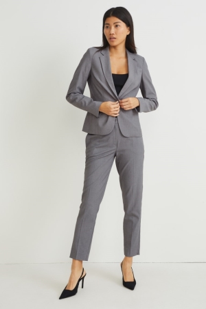 C&A Business Mid-rise Taille Slim Fit Recycled Broek Dames Grijs | 3895ZBNKG