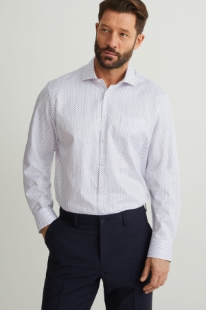 C&A Business Regular Fit Cutaway Collar Easy-iron Overhemd Heren Wit | 0597GOFIY