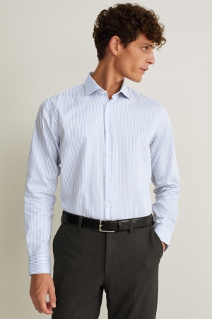 C&A Business Regular Fit Cutaway Collar Easy-iron Overhemd Heren Lichtblauw | 3462PYFJC