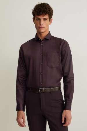 C&A Business Regular Fit Cutaway Collar Easy-iron Overhemd Heren Bordeaux | 3506BKYZH