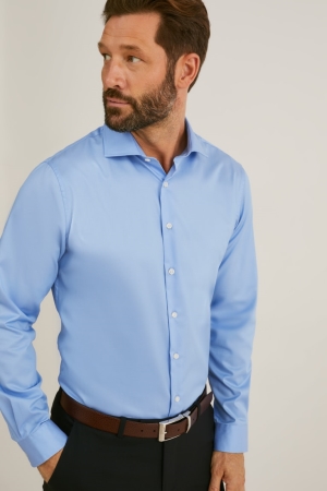 C&A Business Regular Fit Cutaway Collar Easy-iron Overhemd Heren Lichtblauw | 8259VLKCB