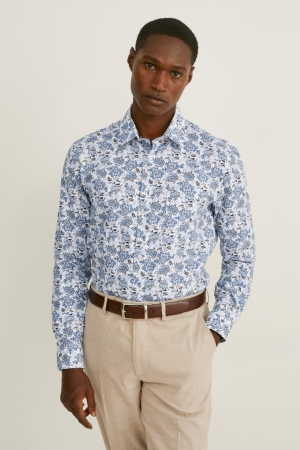 C&A Business Regular Fit Kent Collar Easy-iron Recycled Overhemd Heren Lichtblauw | 8297WJCHU