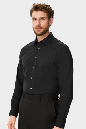 C&A Business Regular Fit Kent Collar Easy-iron Overhemd Heren Zwart | 9473RKNED