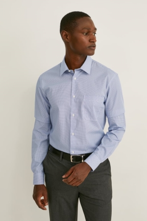 C&A Business Regular Fit Kent Collar Extra-long Sleeve s Overhemd Heren Lichtblauw | 1732BPXEO