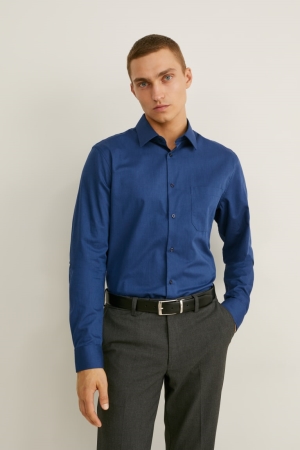 C&A Business Regular Fit Kent Collar Extra-Sleeve s Overhemd Heren Donkerblauw | 1734GAVNQ