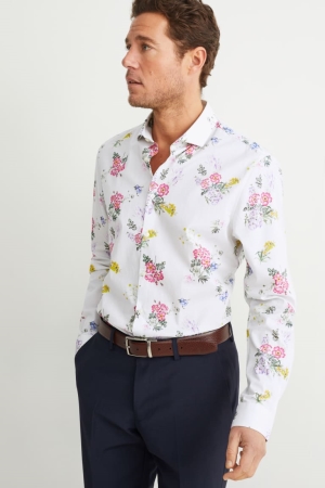 C&A Business Slim Fit Cutaway Collar Easy-iron Overhemd Heren Wit | 3519XJSYZ