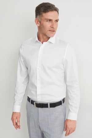 C&A Business Slim Fit Cutaway Easy-iron Overhemd Heren Wit | 2957UBQLG