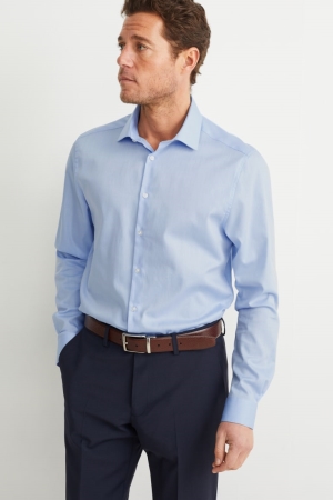 C&A Business Slim Fit Kent Collar Easy-iron Overhemd Heren Lichtblauw | 5694BKVCR