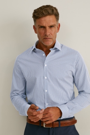 C&A Business Slim Fit Kent Collar Easy-iron Overhemd Heren Lichtblauw | 9473YNBRT