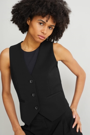 C&A Business WaistWith Recycled Polyester Blazer Dames Zwart | 5083IHTDM