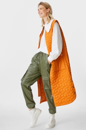 C&A Cargo Faux Leren Recycled Broek Dames Donkergroen | 2738BHDZR