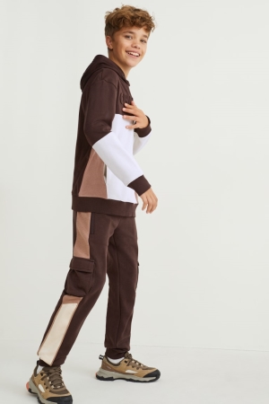 C&A Cargo Joggers Broek Jongens Donkerbruin | 6014JNPOM