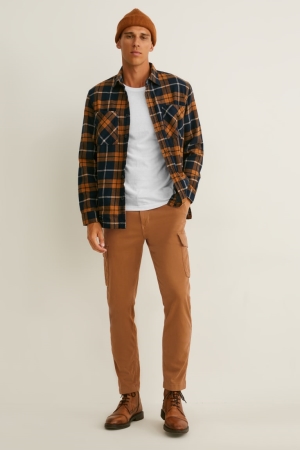 C&A Cargo Tapered Fit Flex Lycra® Broek Heren Havanna | 2019QMINW