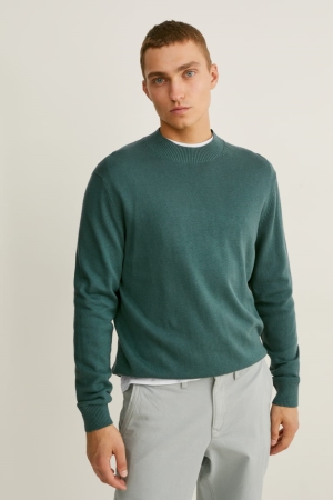 C&A Cashmere Blend Jumpers Heren Groen | 0521ENFZT