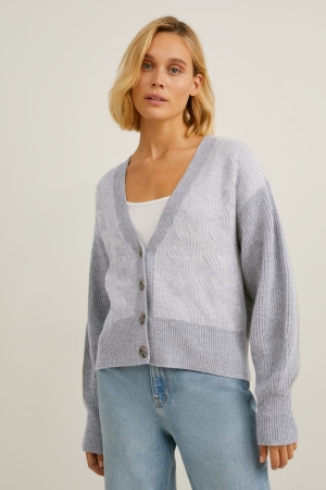 C&A Cashmere Cardigan Dames Grijs | 5031YJUMK