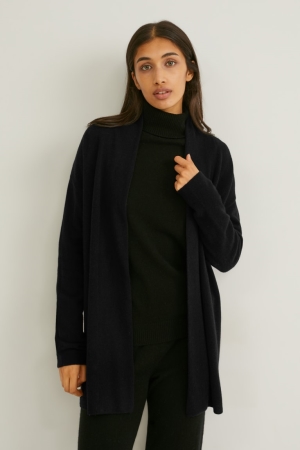 C&A Cashmere Cardigan Dames Zwart | 8621SDNGC