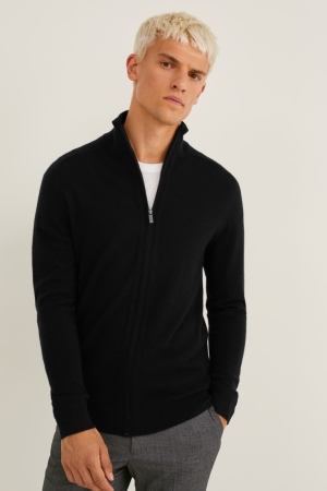C&A Cashmere Cardigan Heren Zwart | 1084IOTXC