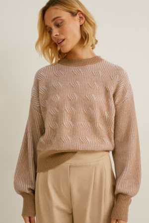 C&A Cashmere Jumpers Dames Lichtbruin | 3627RNTZJ